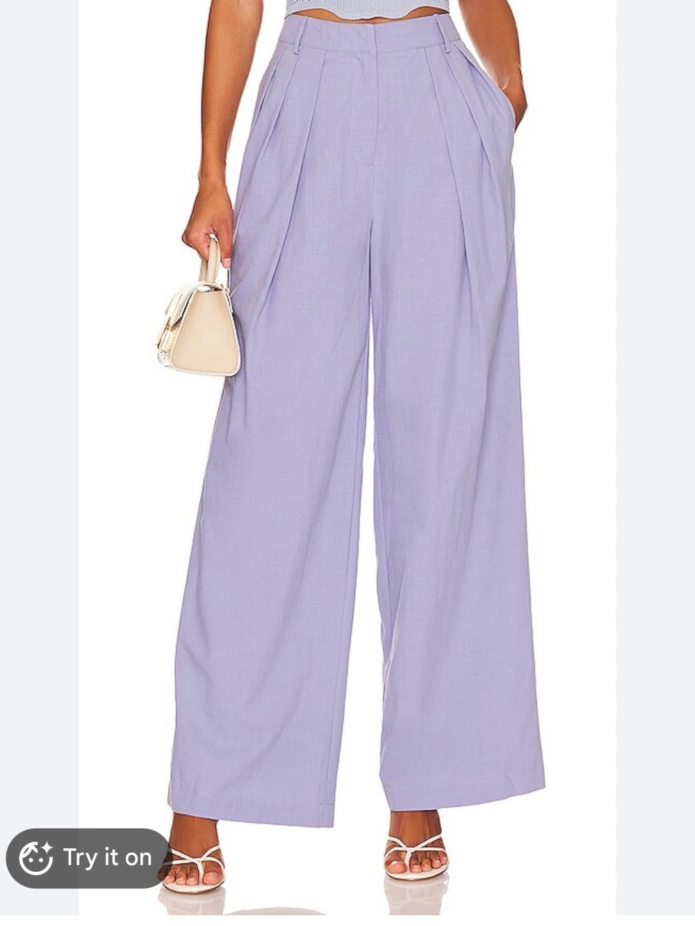 Lavender Wide-Leg High-Rise Pants with Pleats